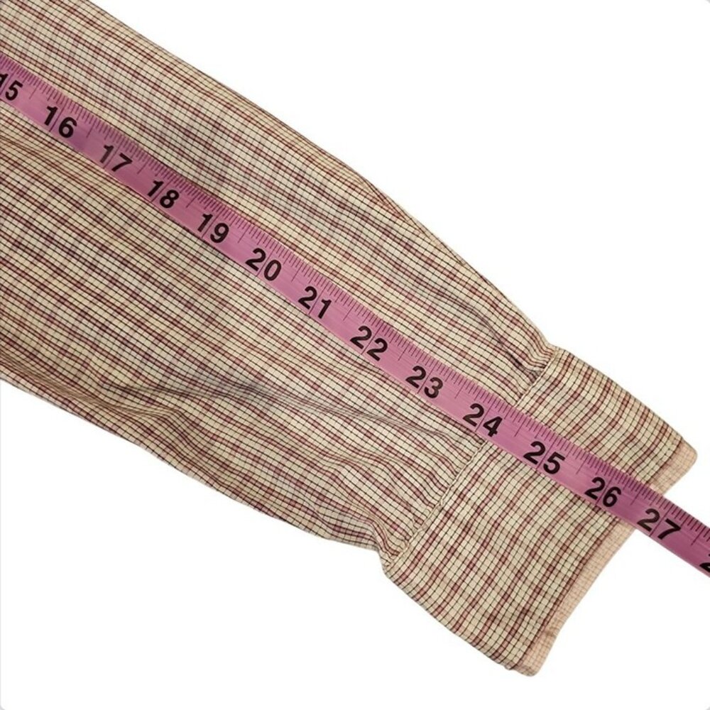 Guess Beige & Red Plaid Mens Button-Up Shirt Medium 100% Cotton Long Sleeve Clas - Picture 4 of 6